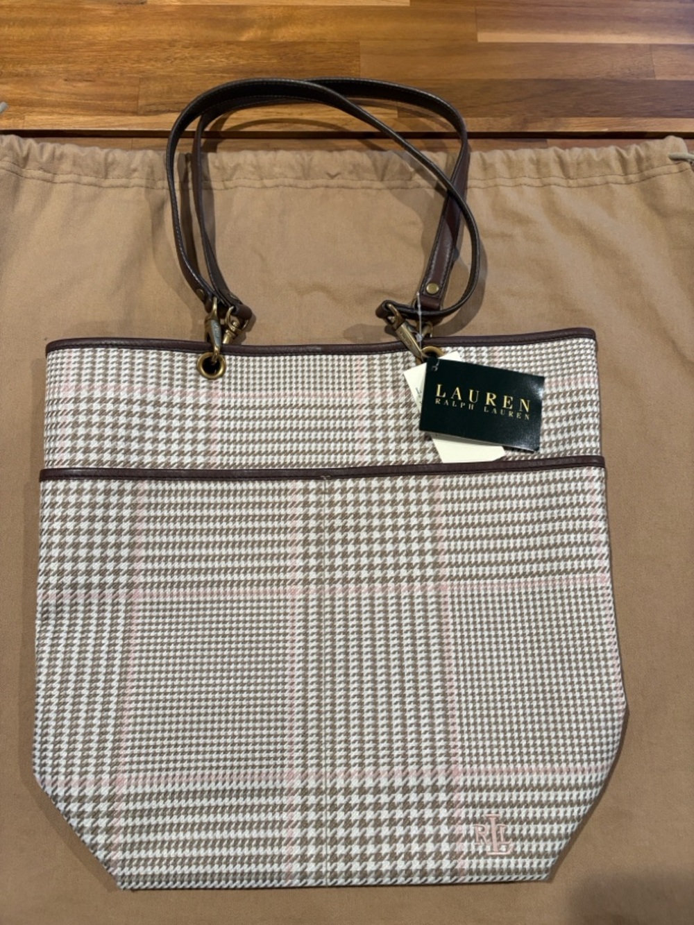 NWT Authentic Vintage Ralph Lauren Houndstooth Tote